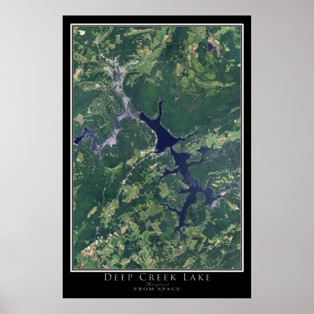 Poster Karte für Deep Creek Lake Maryland Satellit (Vorne)