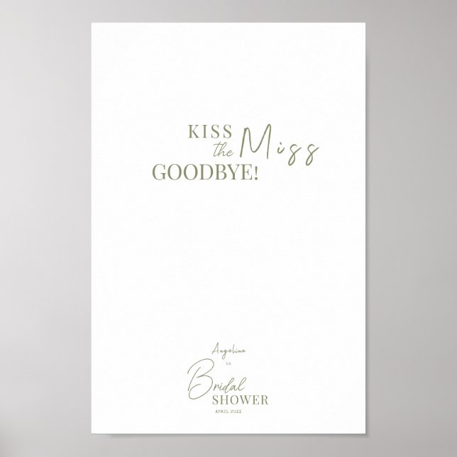 Poster "Kiss the Miss Goodbye" zum Brautparty! (Vorne)