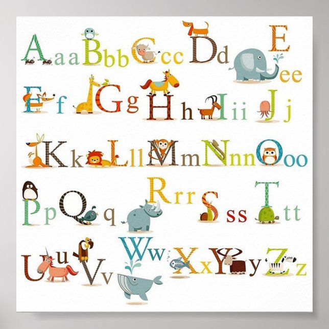 Poster - Kleines Schlafzimmer Alphabet Chart (Vorne)
