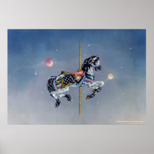 Poster, Kunst - Graue Mare Karussell Pferd Poster