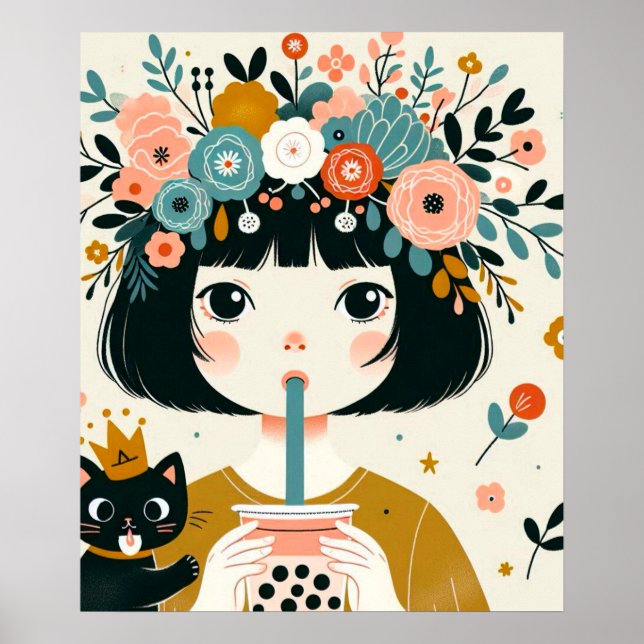 Poster “La petite fille au bubble tea“ (Vorne)