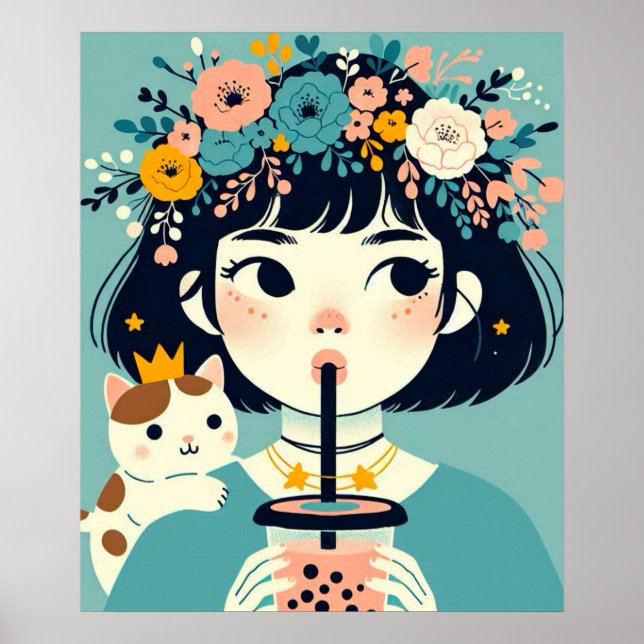 Poster “La petite fille au bubble tea“ (Vorne)