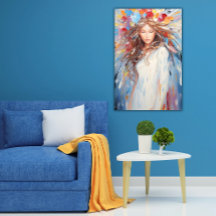 Poster Lebender Abstrakter Engel Friedlich, schmer