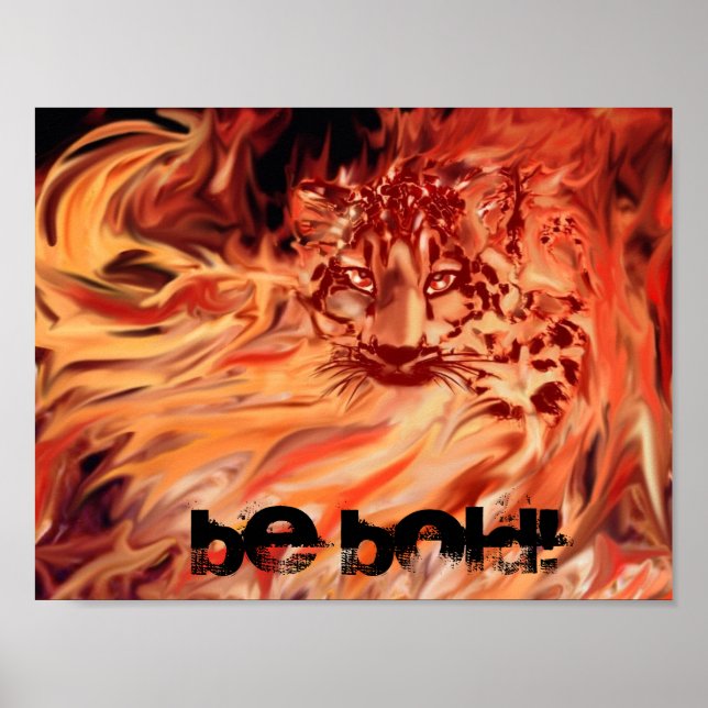 Poster, Leopard in Flammen Poster (Vorne)