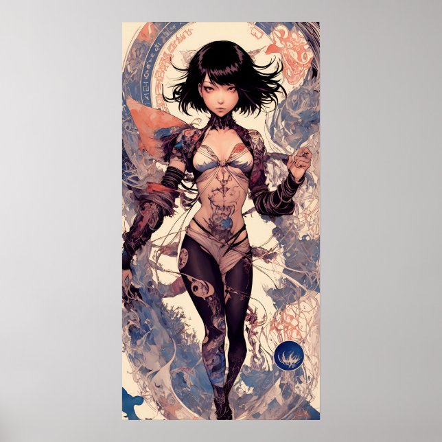 Póster Lienzo Vintag Art digitale Samurai Girl Poster (Vorne)