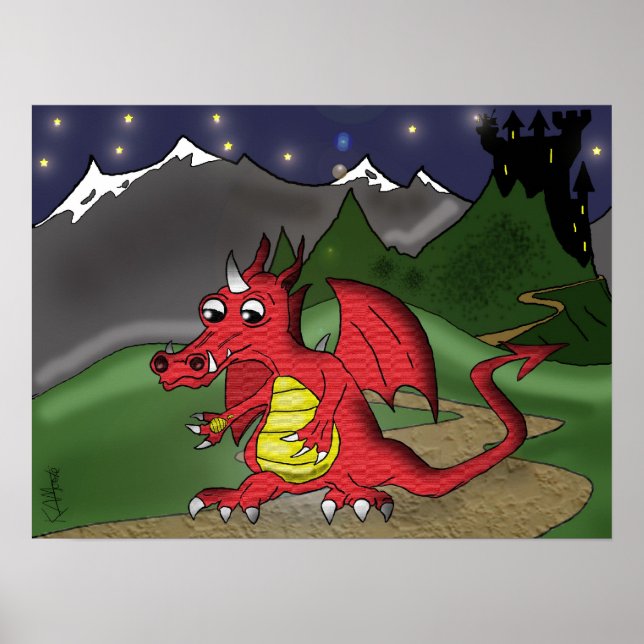 Poster "Little Red Dragon" - von Kev Moore (Vorne)