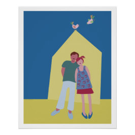 poster man vrouw vogeltjes