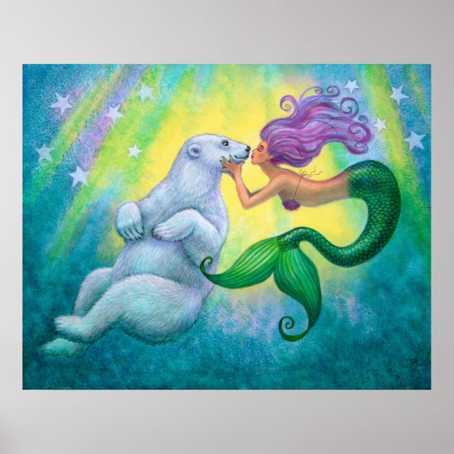 Poster "Mermaid's Polar Bear Kiss" (Vorne)