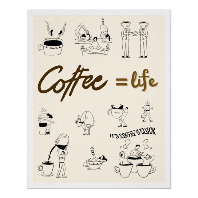 Poster Minimalist Coffee Illustration Aesthetic (Vorderseite)