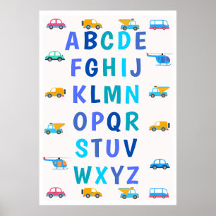 Poster mit Alphabet-Spielzeugautos für Kinder