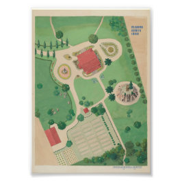 Poster mit altem Gartenplan