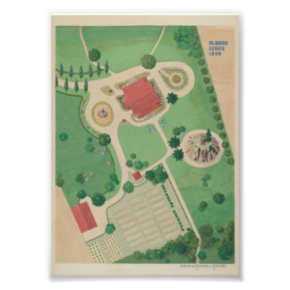 Poster mit altem Gartenplan