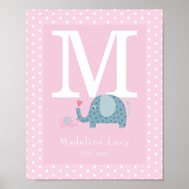 Poster mit Anfangsbuchstaben für Babyzimmer (Vorne)