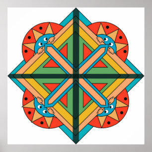 Poster mit Art-Deco-Thema und lustige Gesichter