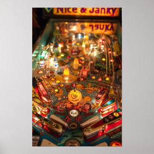 Poster mit Blaupause einer Vintage-Flippermaschine