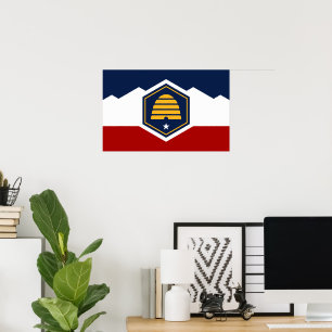 Poster mit der Flagge von Utah, USA