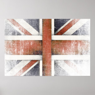Poster mit der Vintagen britischen Flagge