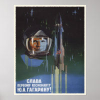 Poster mit der Vintagen Propaganda des Weltraumpro