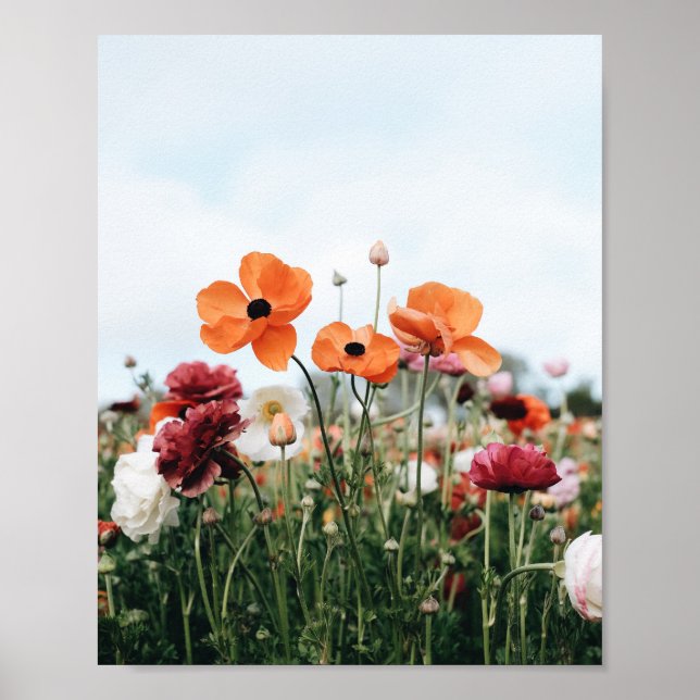 Poster mit drei orangefarbenen Blumen (Vorne)