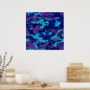 Poster mit dunkelblauem und violettem Tarnmuster