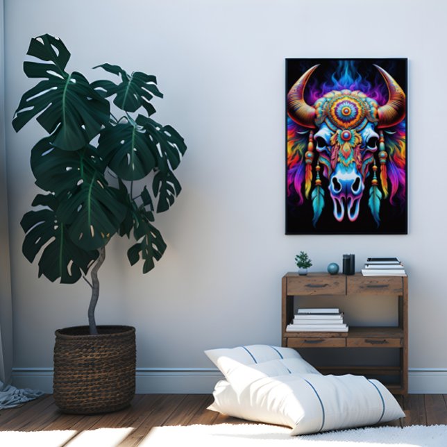 Poster mit einheimischem Bison-Schädel (Von Creator hochgeladen)