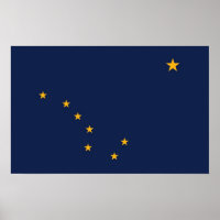 Poster mit Flag von Alaska, USA.