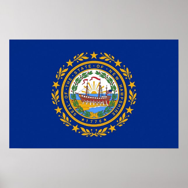Poster mit Flag von New Hampshire, USA. (Vorne)