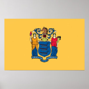 Poster mit Flag von New Jersey, USA.