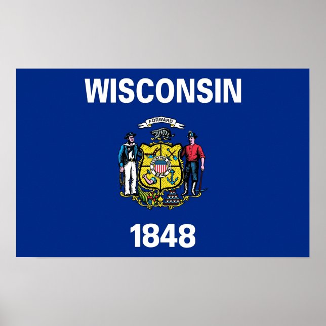 Poster mit Flag von Wisconsin, USA. (Vorne)