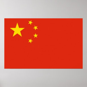 Poster mit Flagge der China