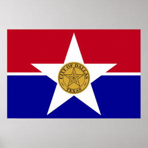 Poster mit Flagge von Dallas, USA