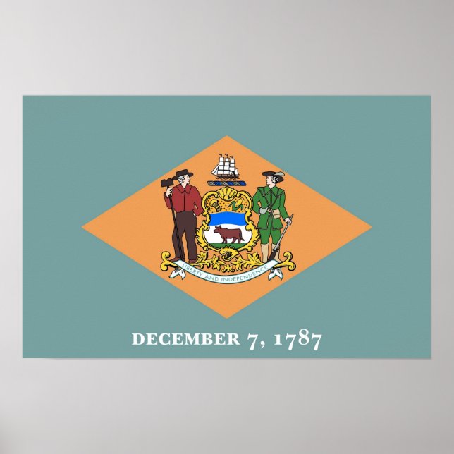Poster mit Flagge von Delaware, USA. (Vorne)