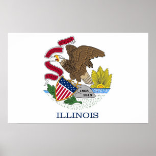 Poster mit Flagge von Illinois, USA.
