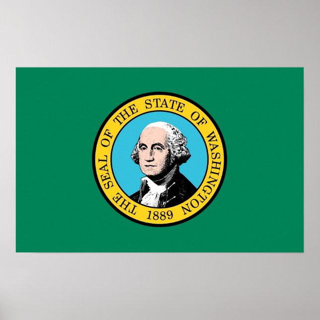 Poster mit Flagge von Washington, USA. (Vorne)