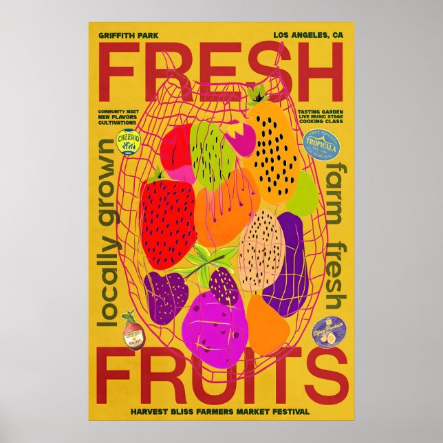 Poster mit frischen Früchten vom Bauernhof Retro B (Vorne)