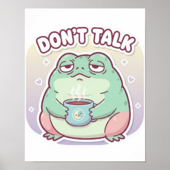 Poster mit frustriertem Frosch und süßem ästhetisc (Vorne)