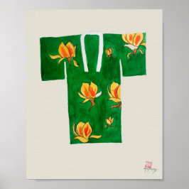 Poster mit grünem und goldenem japanischen Nagajub