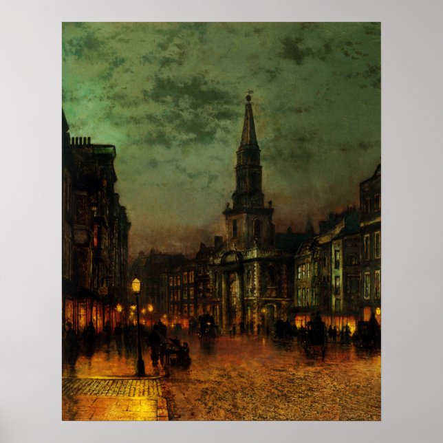 Poster mit John Atkins Grimshaw Malerei (Vorne)