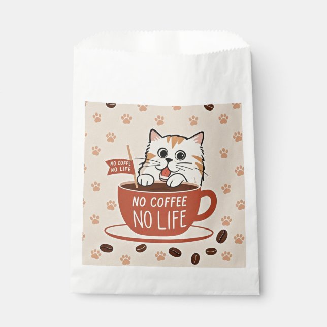 Poster mit kleinen Katzenpfotenabdrücken und Kaffe Geschenktütchen (Vorderseite)