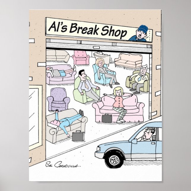 Poster mit mechanischem Cartoon von Sal Caradonna (Vorne)