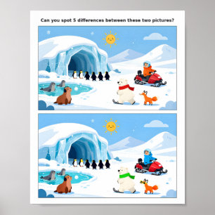 Poster mit Naturszene zum Finden der Unterschiede