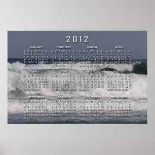 Poster mit Ozeanwellen-Kalender