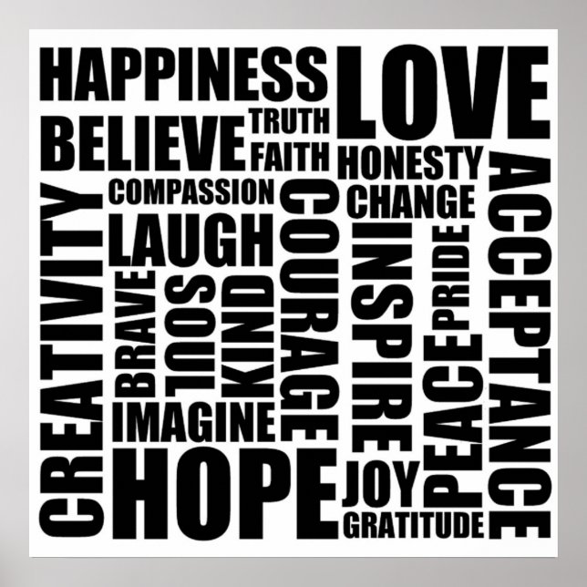 Poster mit positiven Worten (Vorne)