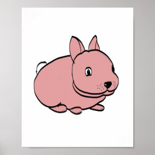 Poster mit rosa Kaninchen