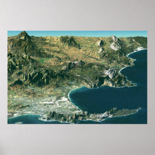 Poster mit Satellitenbild über Kapstadt