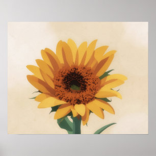 Poster mit Sonnenblumenblumenkunst im modernen Sti