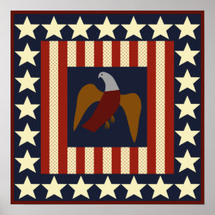 Poster mit Sternen und Adler im Quilt-Design aus d