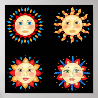Poster mit vier Sonnenkollektoren