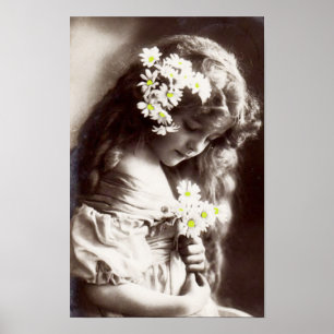 Poster mit Vintage-Foto eines jungen Mädchens