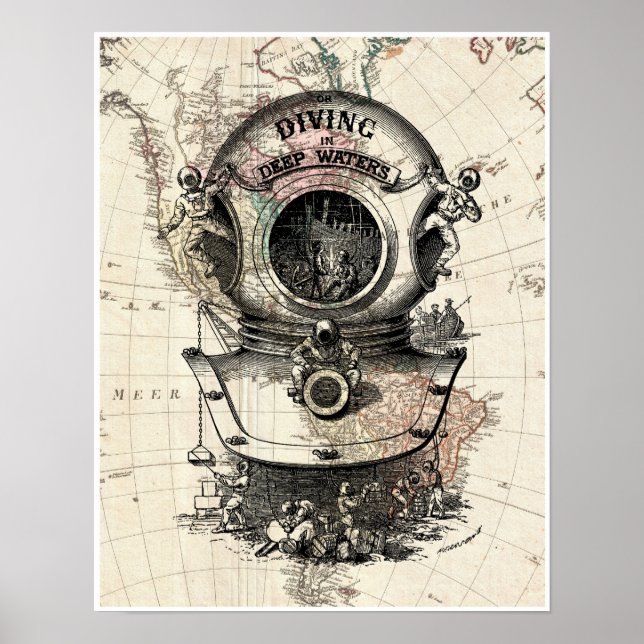Poster mit Vintagem Anzug auf der Karte (Vorne)